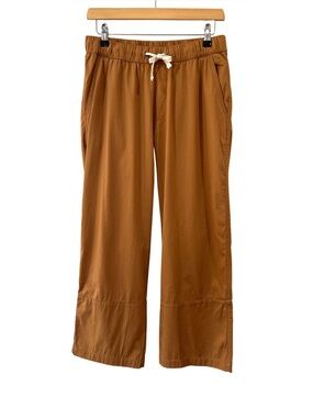 PACT women’s Daily Twill Crop Pants M camel stretch pull on cotton NWOT